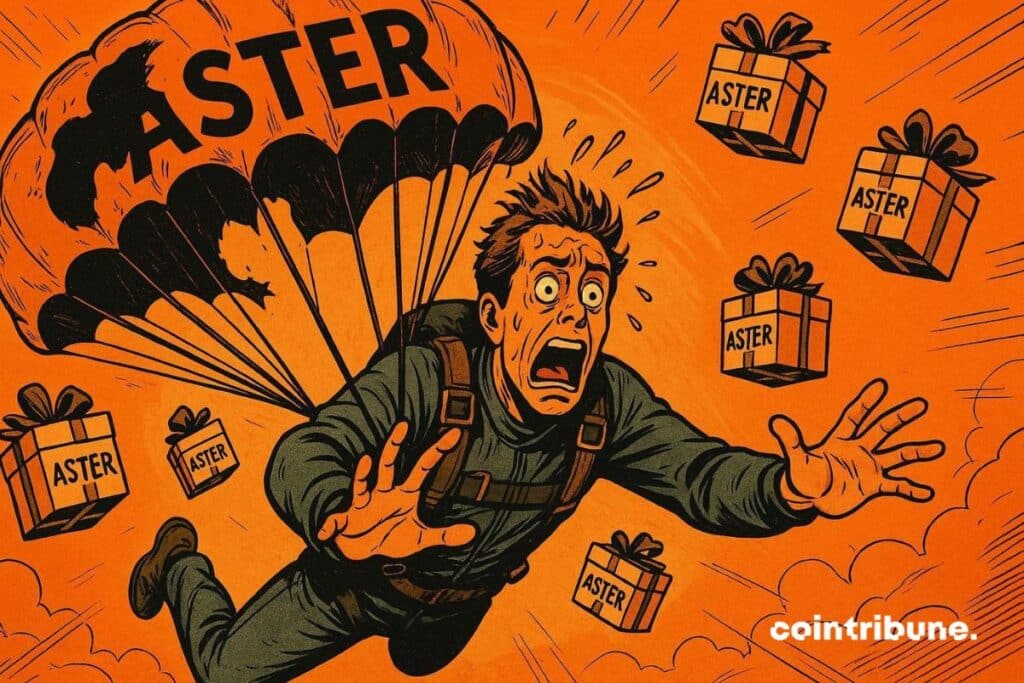 A skydiver who falls during the postponed ASTER crypto airdrop.