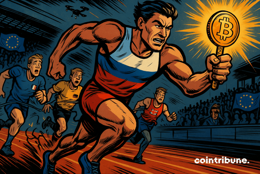 The Russian sprinter is leading the cryptocurrency race with the shiny Bitcoin stick, while its EU rivals struggle to keep up behind.