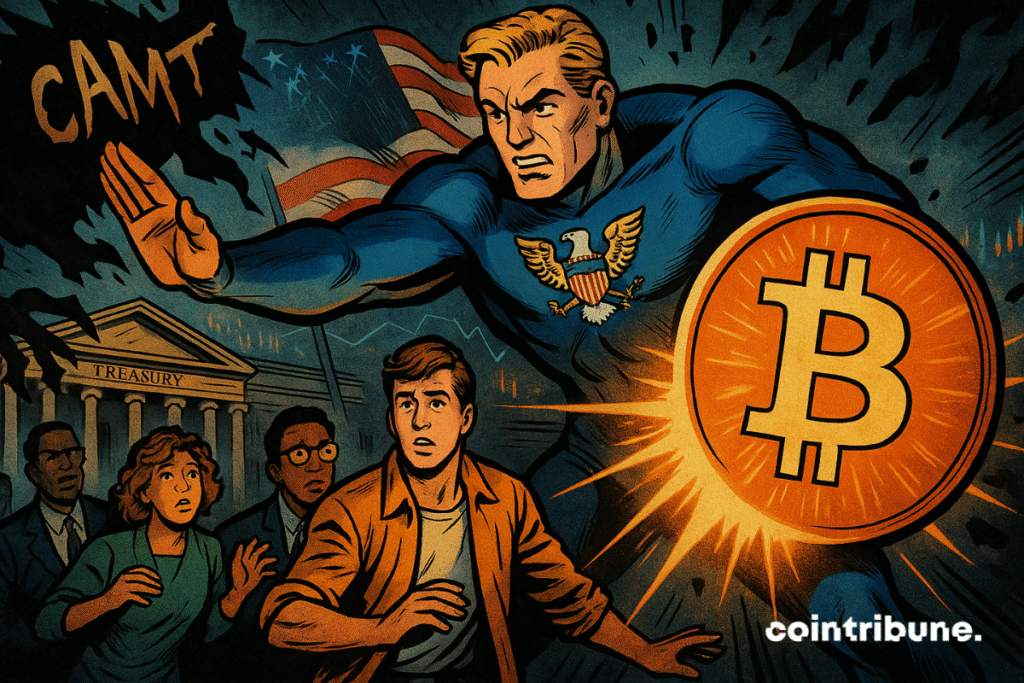 The treasure superhero protects investors with the Bitcoin shield against the shadows Camt overnight.