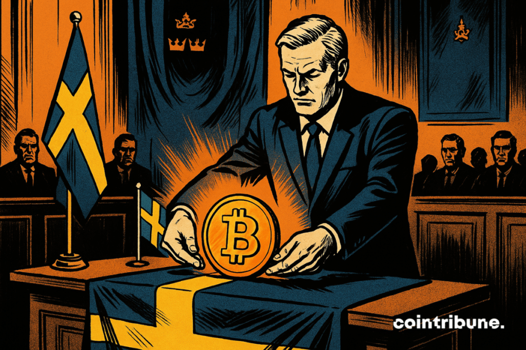 Swedish deputy deposits a bitcoin on a national altar