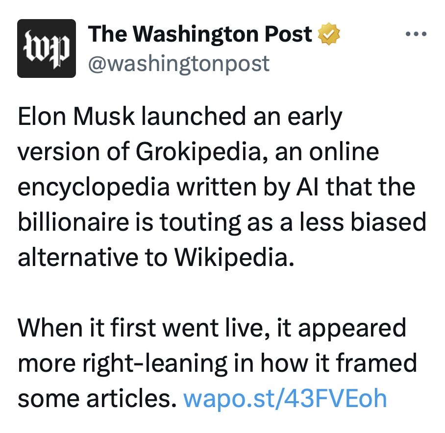 Media such as The Washington Post point out that the AI encyclopedia Grokipedia could promote far-right discourse, with content already criticized for its political orientation.