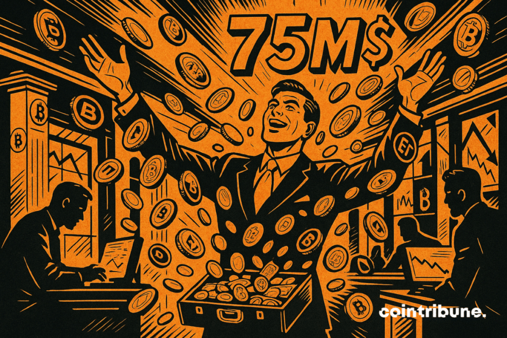 Rain of Bitcoin and ETFs on a euphoric trader