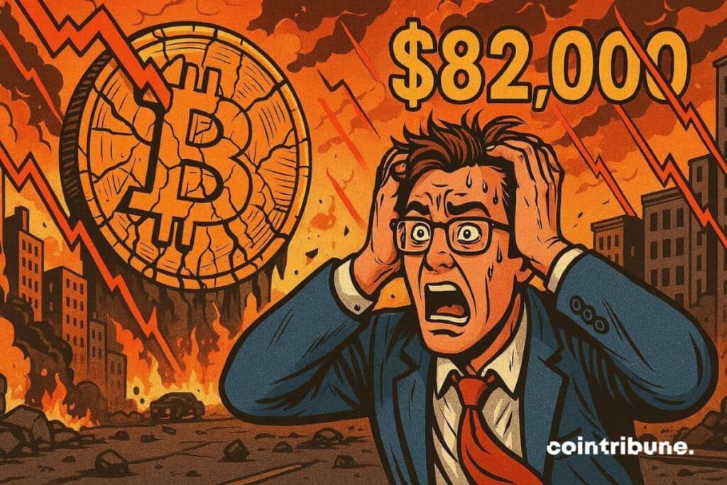 A bitcoin investor sweating over the fall to $82,000 and massive liquidations.