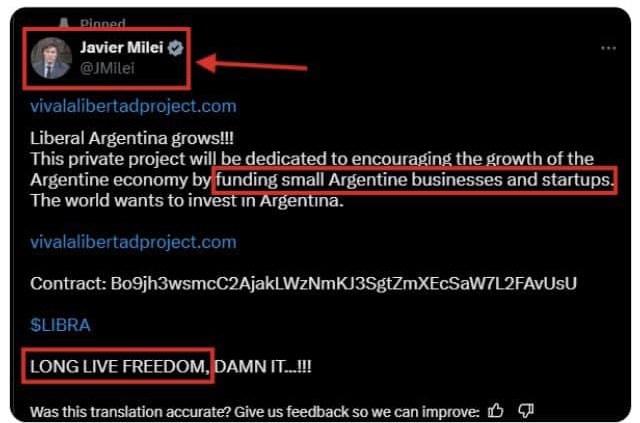 On February 14, 2025, Javier Milei shared an enthusiastic message on