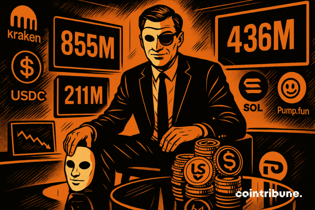 Masked man in crypto studio, sitting between millions and suspicions