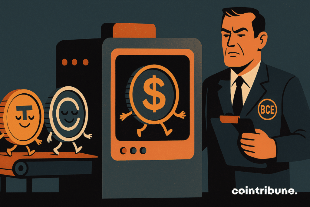 The stablecoins go through the scanner under the control of a representative of the ECB.