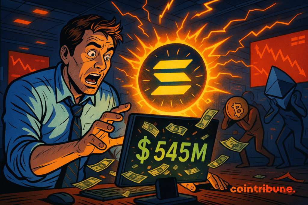 Shocked trader discovers $545M on Solana, while Bitcoin and Ethereum collapse in chaotic trading floor.