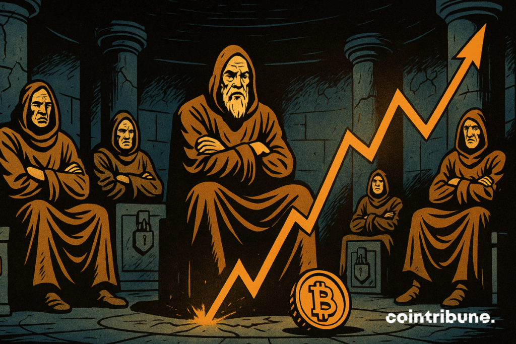 Historical holders of Bitcoin sit on thrones in the shape of closed cold wallets.