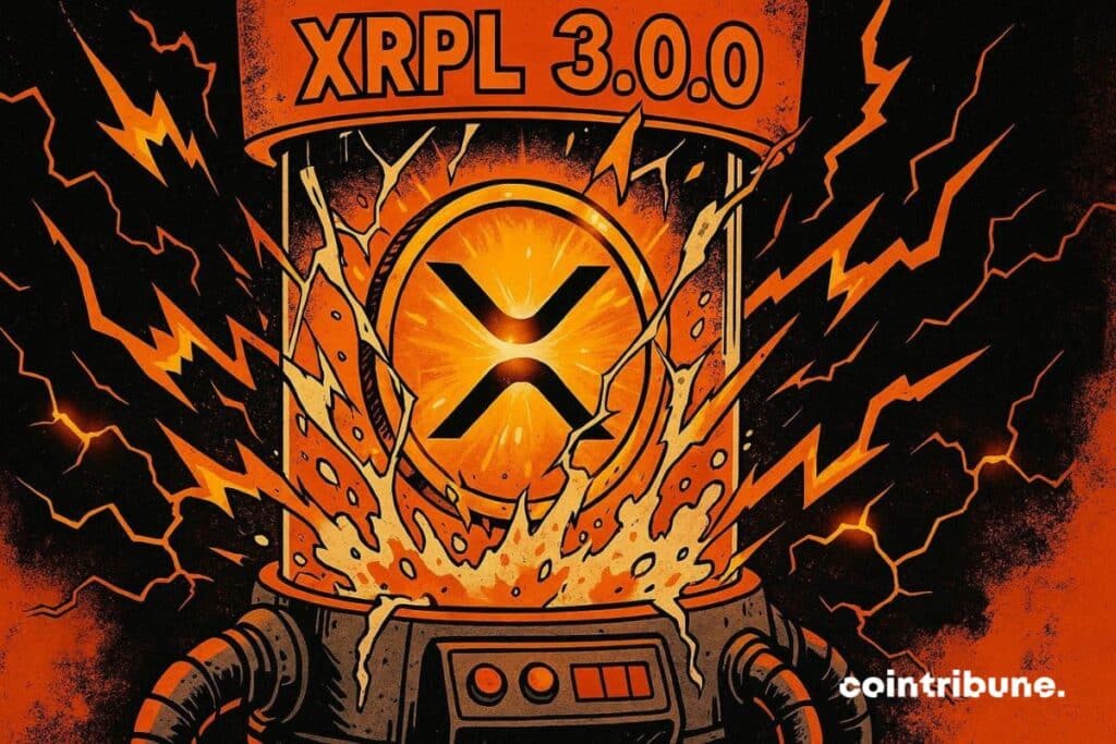 The crypto XRP which is in an XRPL 3.0.0 update machine