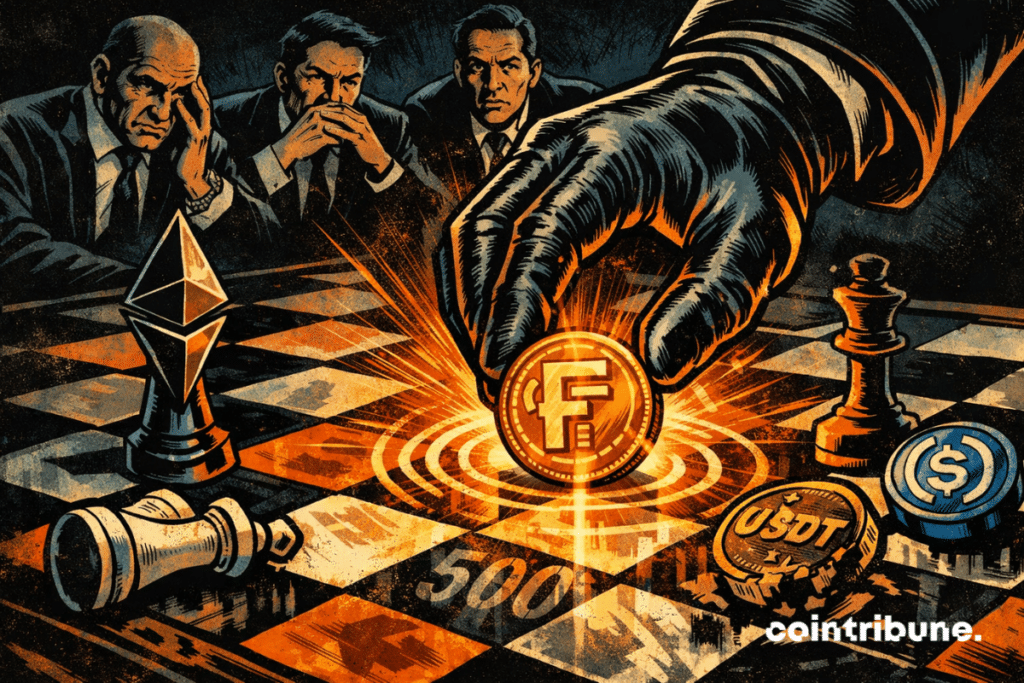 Gloved hand placing a FIDD token on an Ethereum chessboard