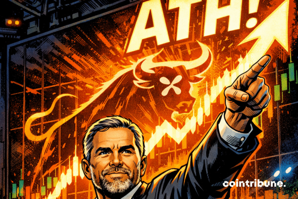 CEO points to sharply rising crypto chart, with word