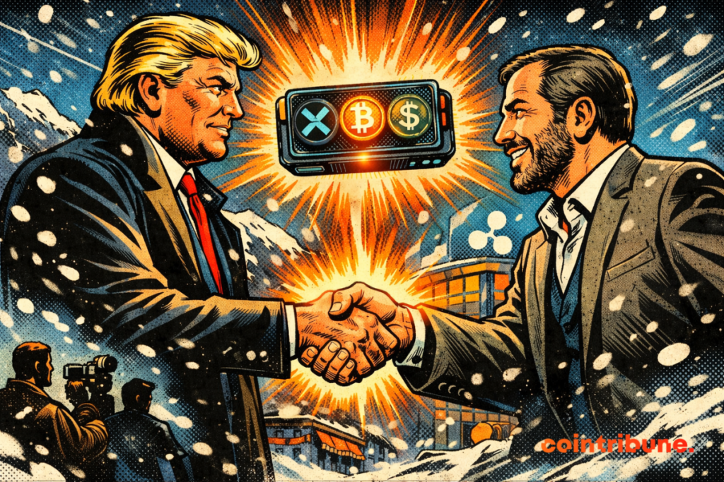 A historic crypto handshake in the snow at Davos 2026