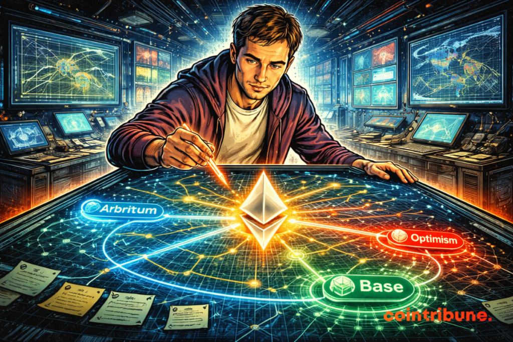 Vitalik is redesigning the Ethereum ecosystem, while the L2 logos each move away towards their own destiny.