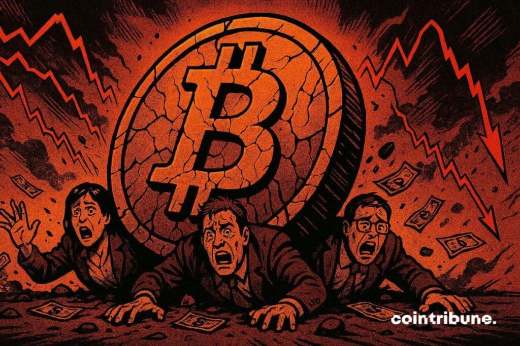 Investors crushed by a gigantic bitcoin coin, following massive liquidations.