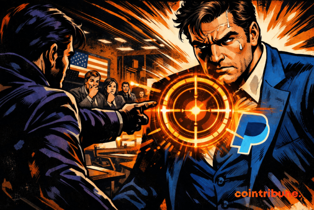 Illustration showing Stripe facing PayPal in a strategic clash, symbolizing a possible major acquisition in fintech.