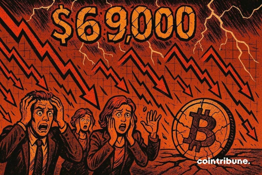 Investors panic as bitcoin falls to $69,000.