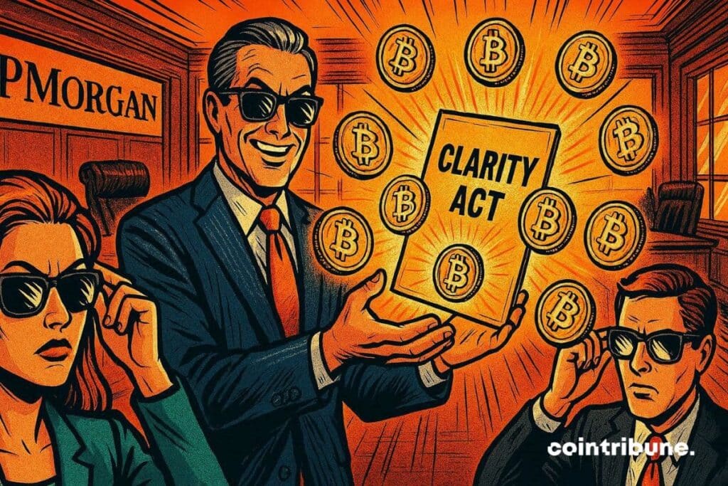 JPMorgan which predicts the adoption of the Clarity Act for Mid-2026 with eight effects on the crypto market.
