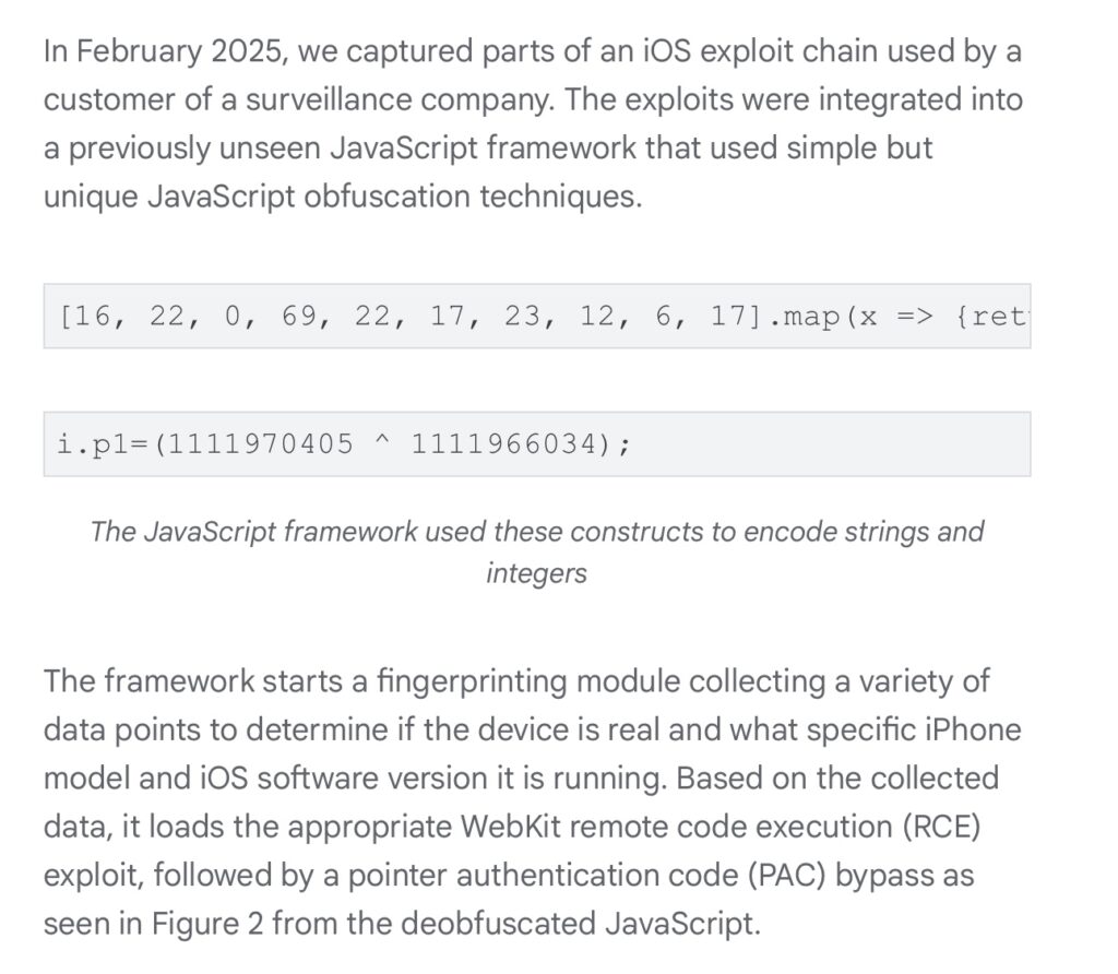GTIG revealed that Coruna was used by malicious actors to target IPhone users via phishing campaigns.