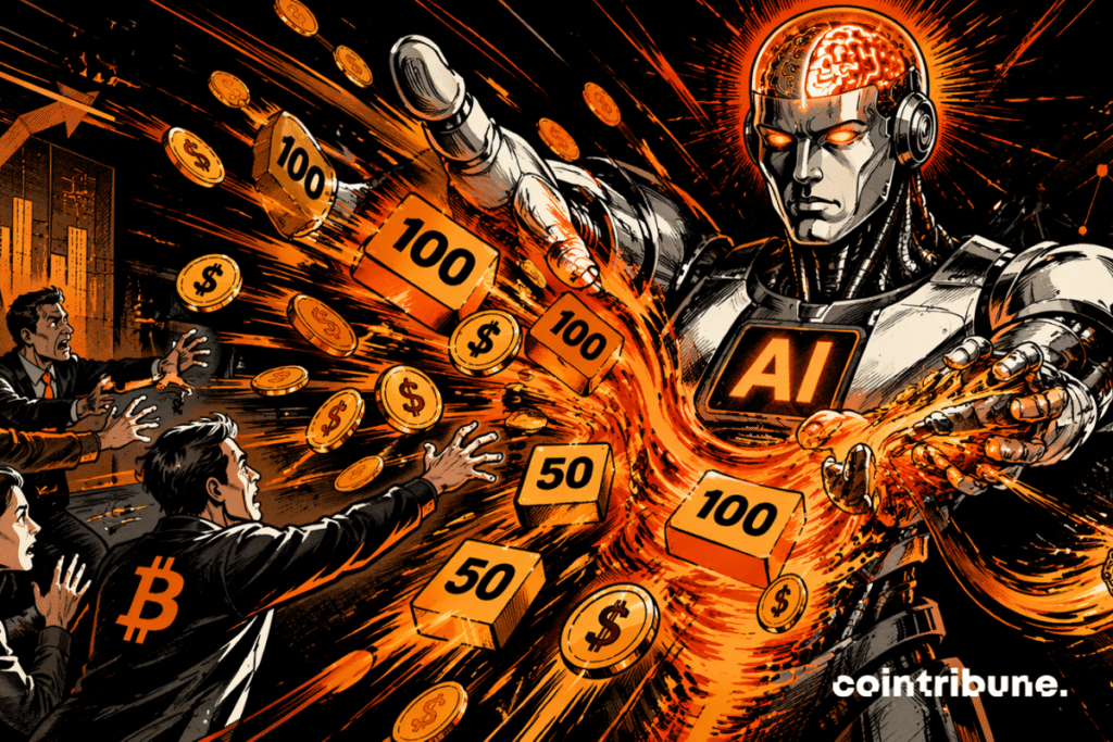 Giant AI violently sucks up orange financial flows as panicked crypto entrepreneurs desperately try to hold them back