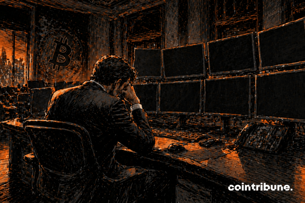 A deserted Bitcoin trading room.