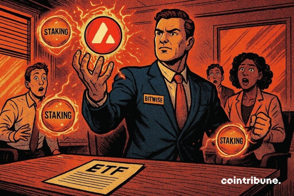 A Bitwise manager presenting the Avalanche ETF with Staking.
