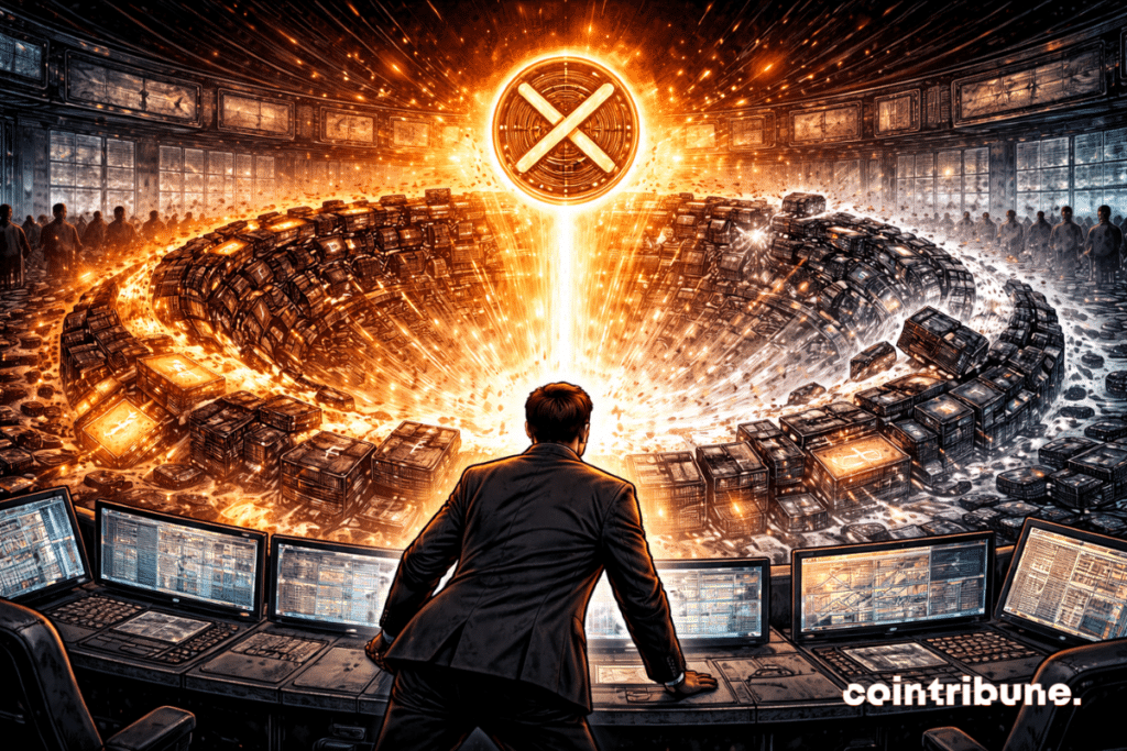 Collapse of the structure of XRP, which symbolizes the sudden fall of the derivative market.