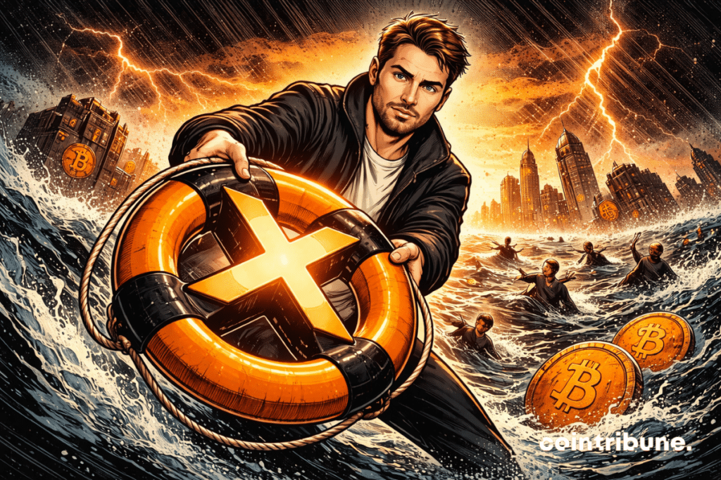 Nikita Bier holds out an orange X buoy in choppy crypto seas.