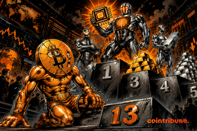 Bitcoin falls to 13th place among global assets in the face of AI boom