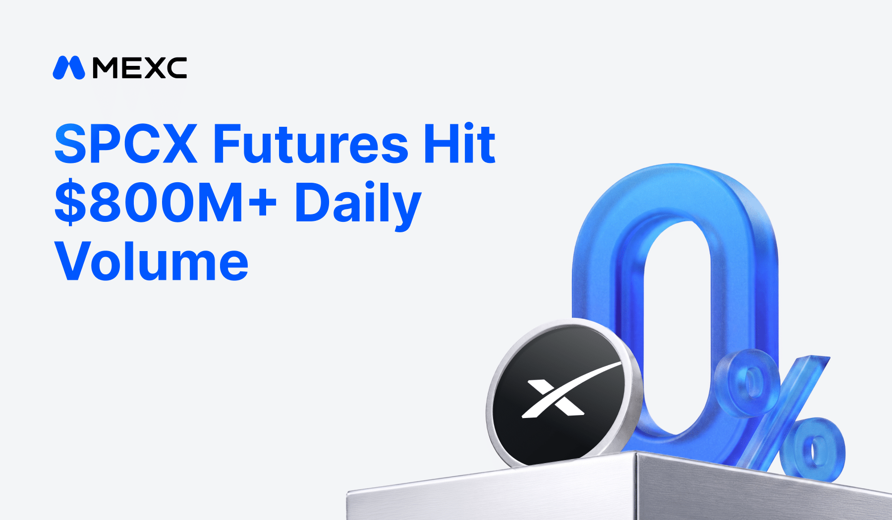 SpaceX continues to generate strong trading activity, with daily trading volume on MEXC's SPCX futures surpassing 800 million USDT
