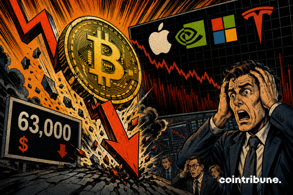 Bitcoin falls with tech markets as investors panic over falling charts.