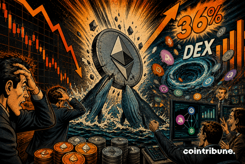 Ethereum falls sharply, while whales quietly accumulate and decentralized exchanges see exceptional activity.
