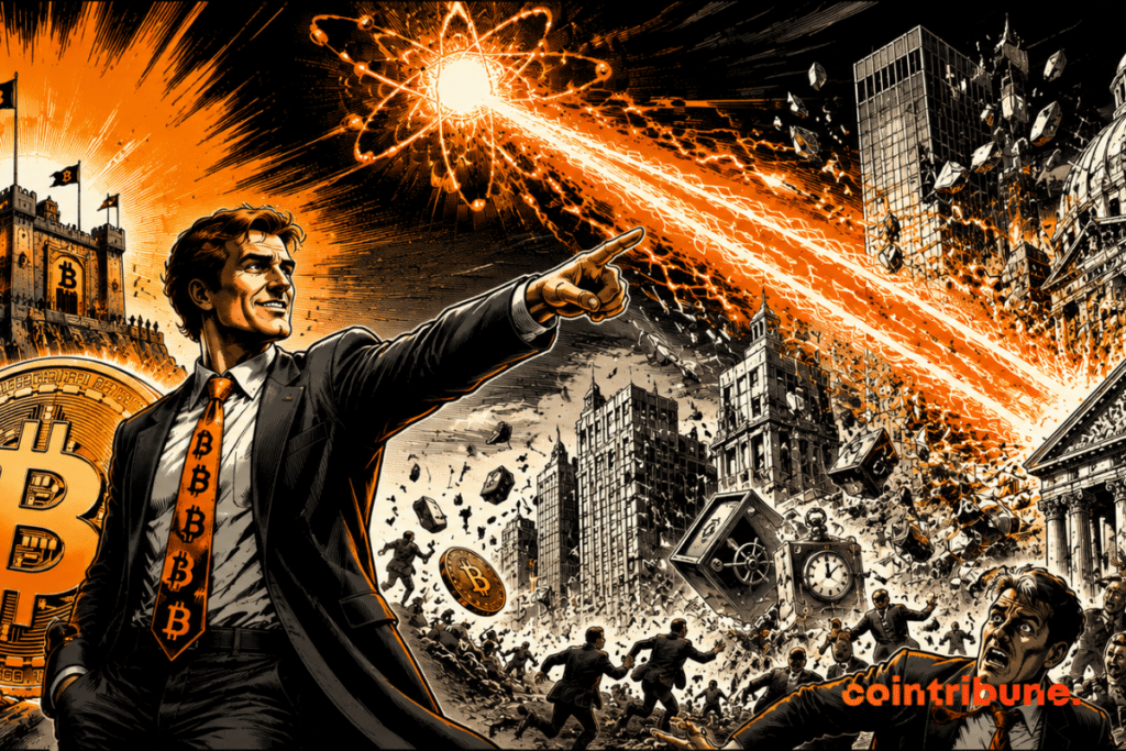 A quantum ray hits banks in chaos, while Bitcoin remains strong in the face of technological threat.