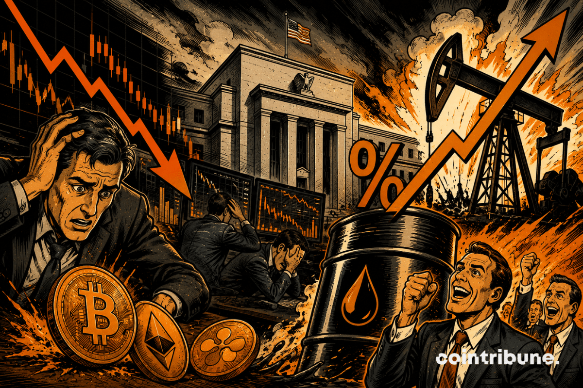 Cryptos fall as oil surges and Fed hike bets soar