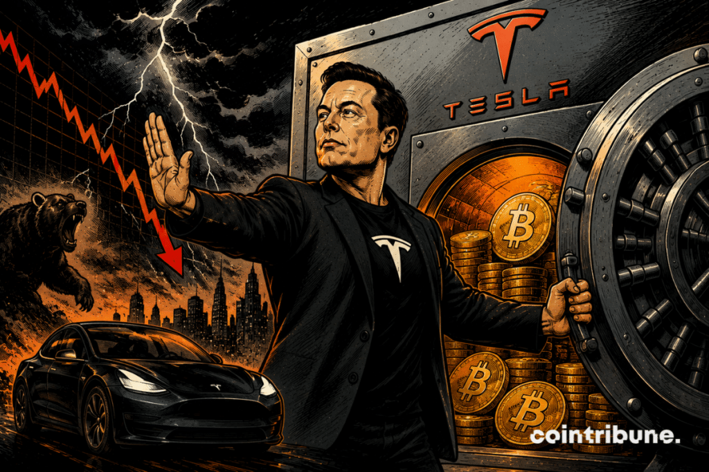 Elon Musk displays Tesla's Bitcoin stash.