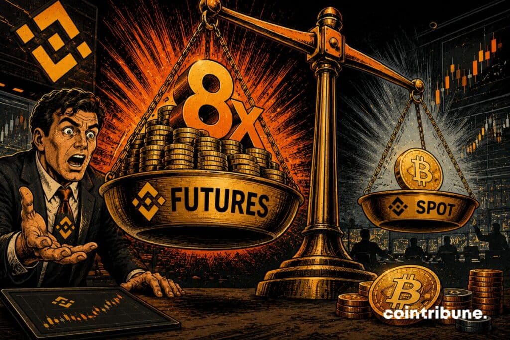 Bitcoin on Binance, futures crush the spot 8:1!
