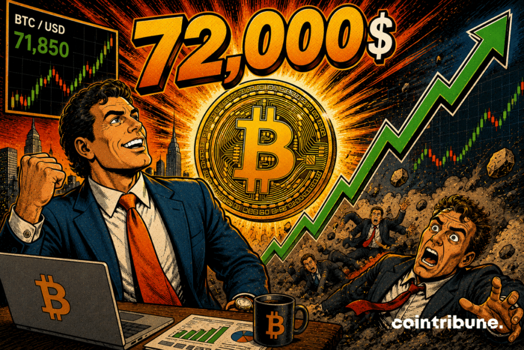 An investor observes the explosion of Bitcoin.