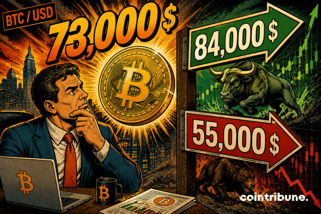 An investor observes the likely directions of Bitcoin.
