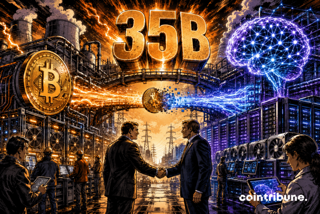 A partnership links Bitcoin infrastructure and AI computing power around a $35 billion deal.