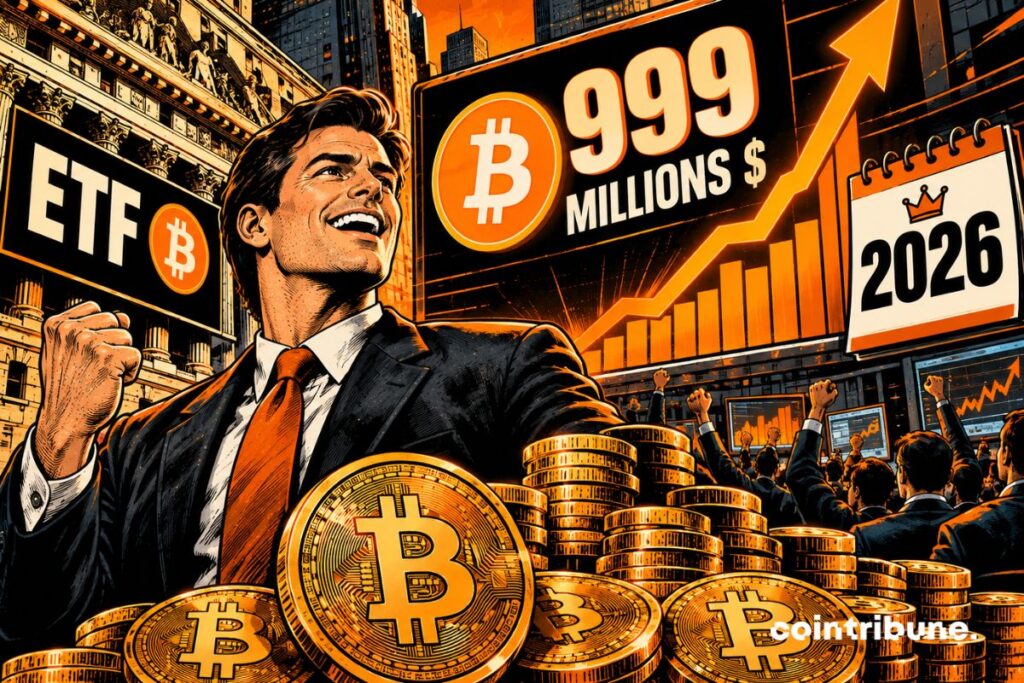 Bitcoin ETFs collected $999 million on Monday, their daily flow record for the year 2026, driven by IBIT, ARKB and FBTC.
