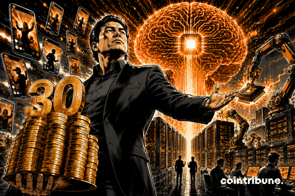 A technological empire deploys 30 billion for AI between servers, chips and a giant digital brain under the leadership of a visionary leader.