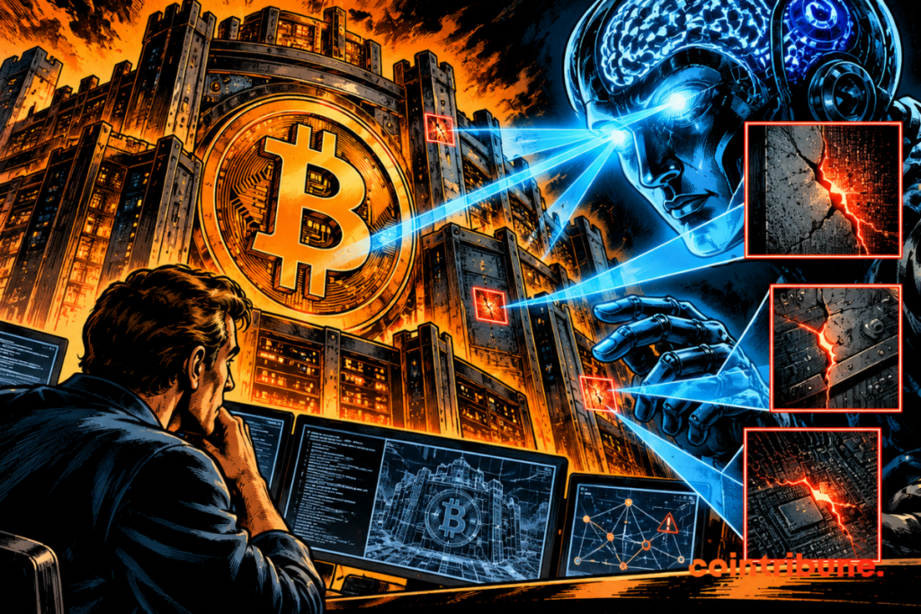 An AI scans a Bitcoin fortress and reveals several hidden flaws in its digital infrastructure.