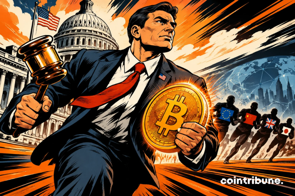 A US regulator races past the Capitol, gavel and Bitcoin in hand, as world powers try to catch up.