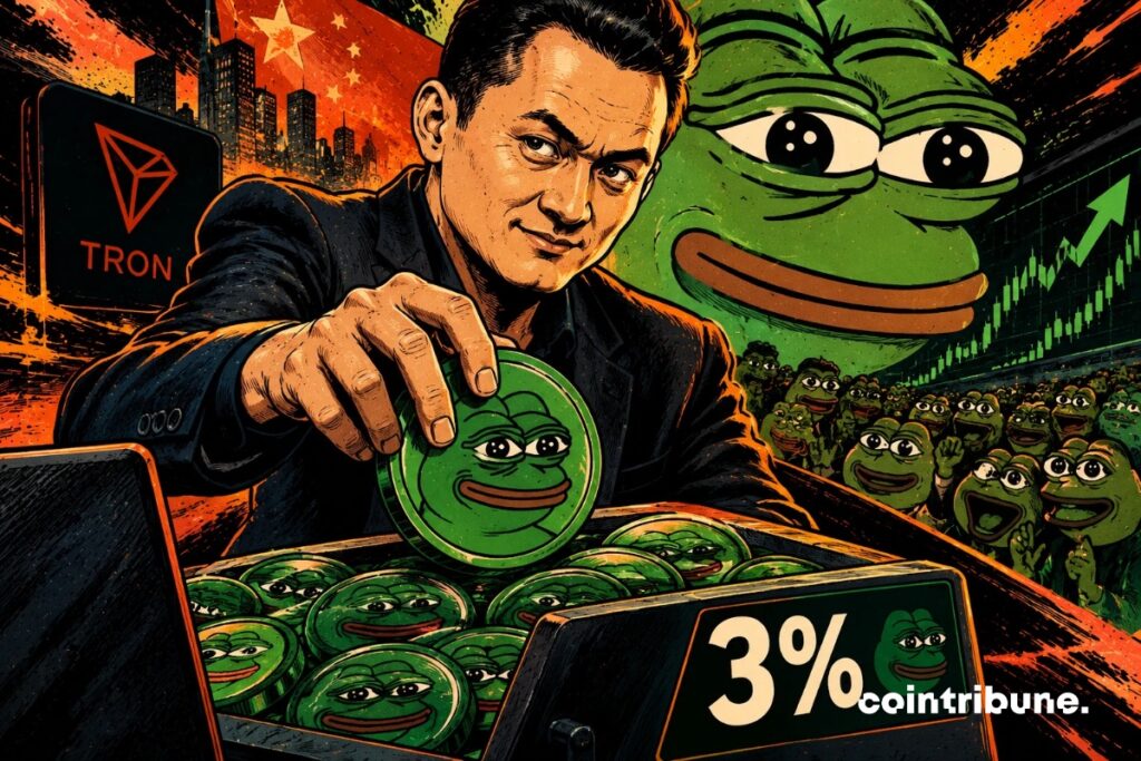 Data reveals that Justin Sun holds nearly $50 million in $PEPE, corresponding to 3% of the crypto supply. The memecoin is jumping!