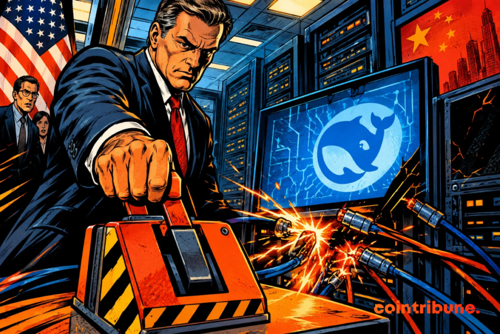 A US official abruptly shuts down DeepSeek's servers, illustrating the federal ban and technological tensions between Washington and Beijing.